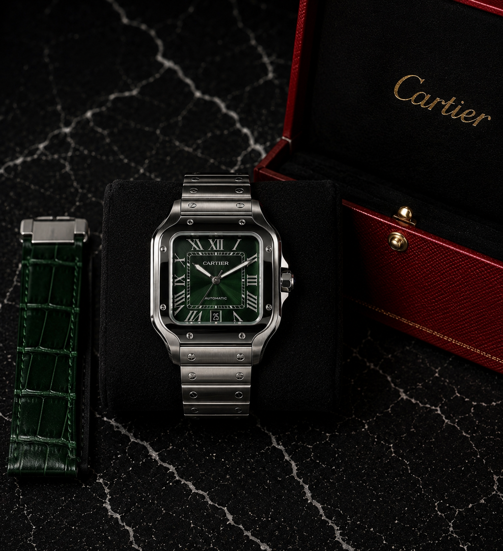 Cartier Santos Automático – Carátula Verde| Full Set